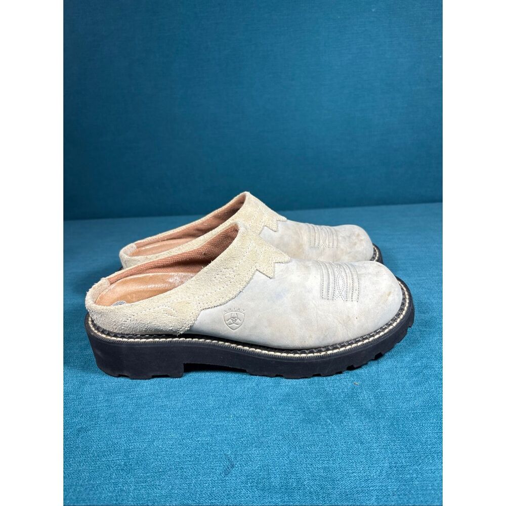 Ariat Safety Clog Western Leather Suede Mules Women's Size 9 B - Picture 3 of 6